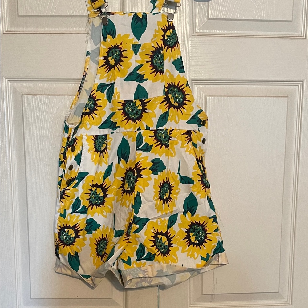 Sunflower Print Overalls